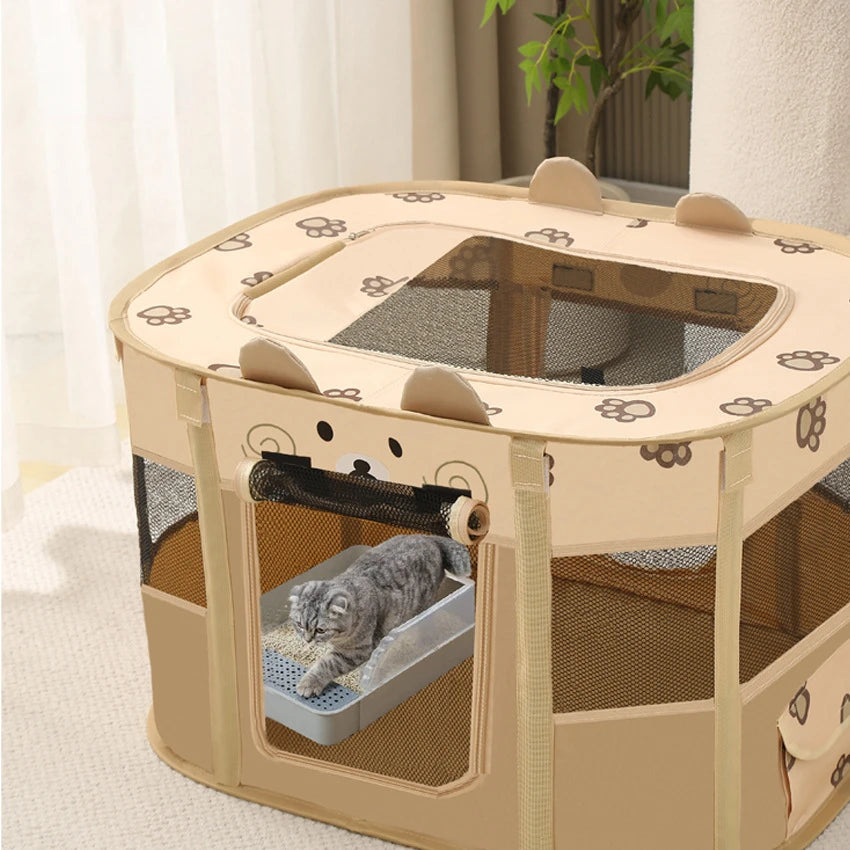 Foldable Pet Tent Kennel – Portable Outdoor Puppy & Cat Playpen
