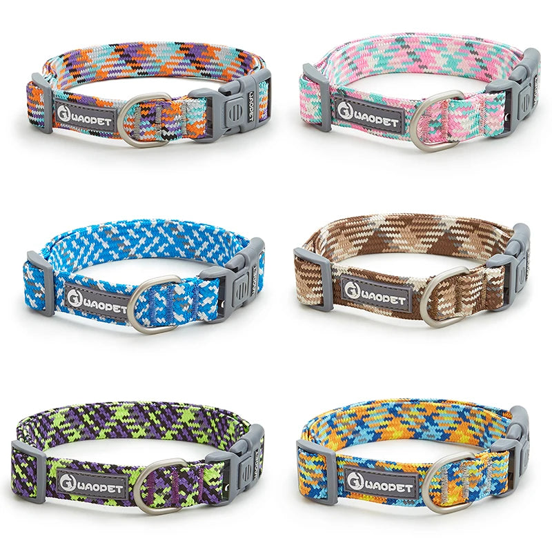 Reflective Nylon Dog Collar – Adjustable, Durable for All Breeds