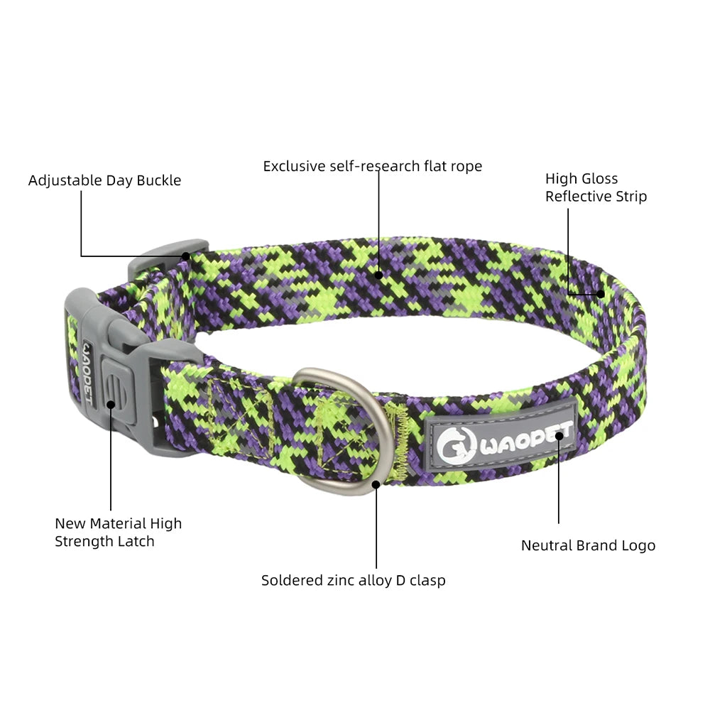 Reflective Nylon Dog Collar – Adjustable, Durable for All Breeds