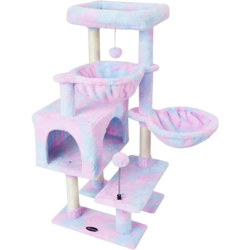 Cat Tree Tower with Hammock, Perch & Sisal Post for Indoor Cats