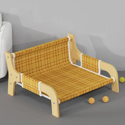 Rattan Cooling Cat Bed for Summer, Wear-Resistant Pet Lounge Chair