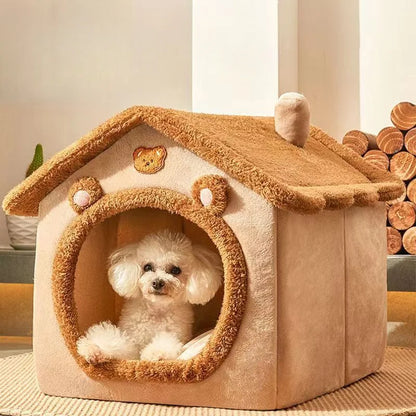 Warm Washable Pet Bed with Cushion for Cats & Small Dogs