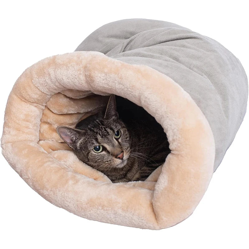 Cozy Semi-Enclosed Cat Bed, Warm Winter Nest, Washable Cover, S/M