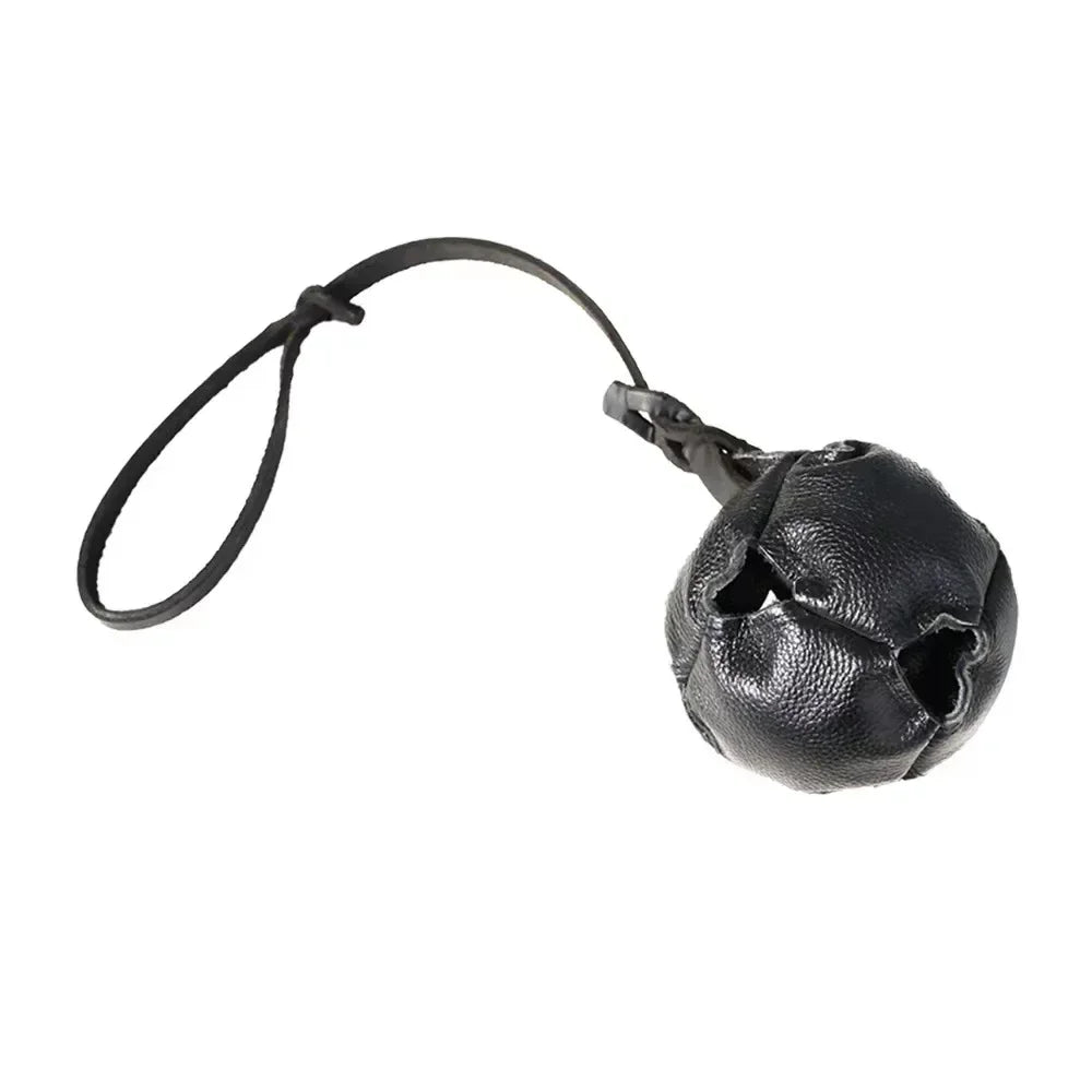Leather Dog Tug Ball Toy with Handle – Durable Bite & Training Toy