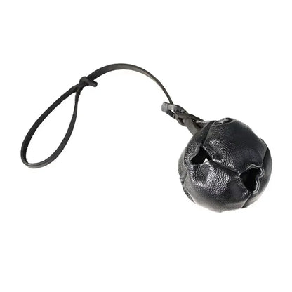 Leather Dog Tug Ball Toy with Handle – Durable Bite & Training Toy