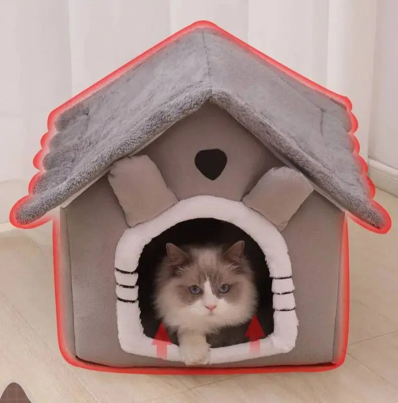 Warm Washable Pet Bed with Cushion for Cats & Small Dogs