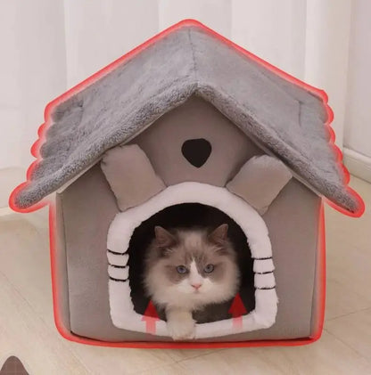 Warm Washable Pet Bed with Cushion for Cats & Small Dogs