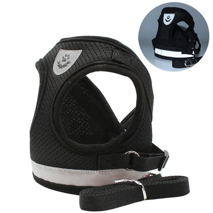 Adjustable Reflective Cat & Small Dog Harness Leash Set – Escape Proof