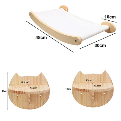 Wall-Mounted Cat Tree with Hammock & Scratching Post