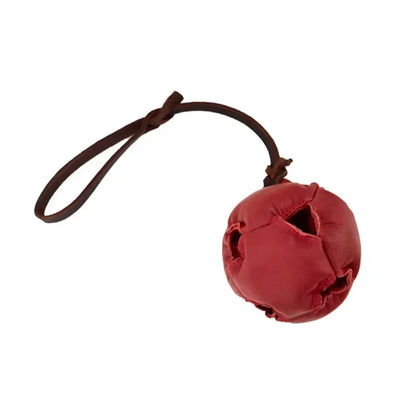 Leather Dog Tug Ball Toy with Handle – Durable Bite & Training Toy