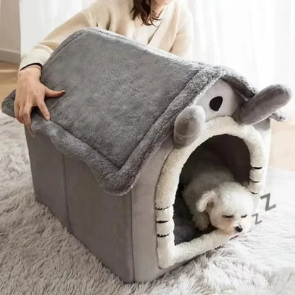 Warm Washable Pet Bed with Cushion for Cats & Small Dogs