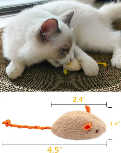 Catnip Rattle Mouse Toys for Cats, Faux Fur, Interactive Play, Indoor