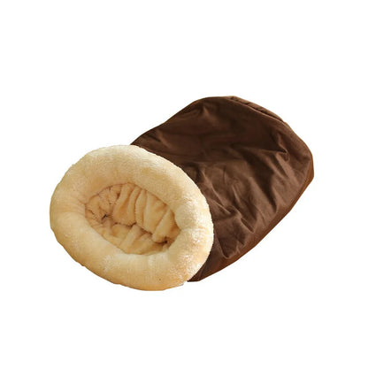 Cozy Semi-Enclosed Cat Bed, Warm Winter Nest, Washable Cover, S/M