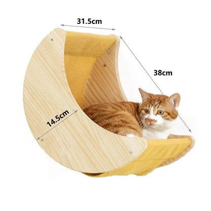 Wall-Mounted Cat Tree with Hammock & Scratching Post