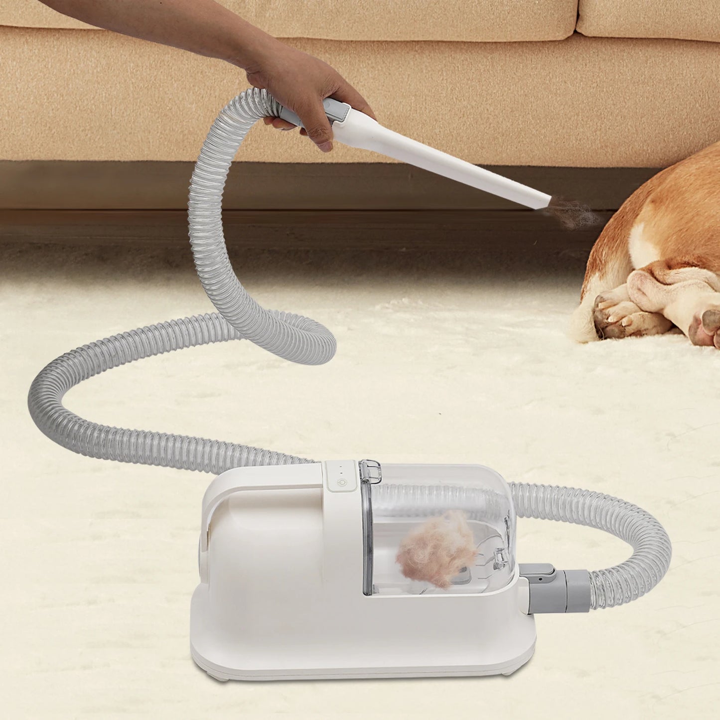 3-in-1 Pet Grooming Vacuum, Low-Noise Trimmer & 11800Pa Suction