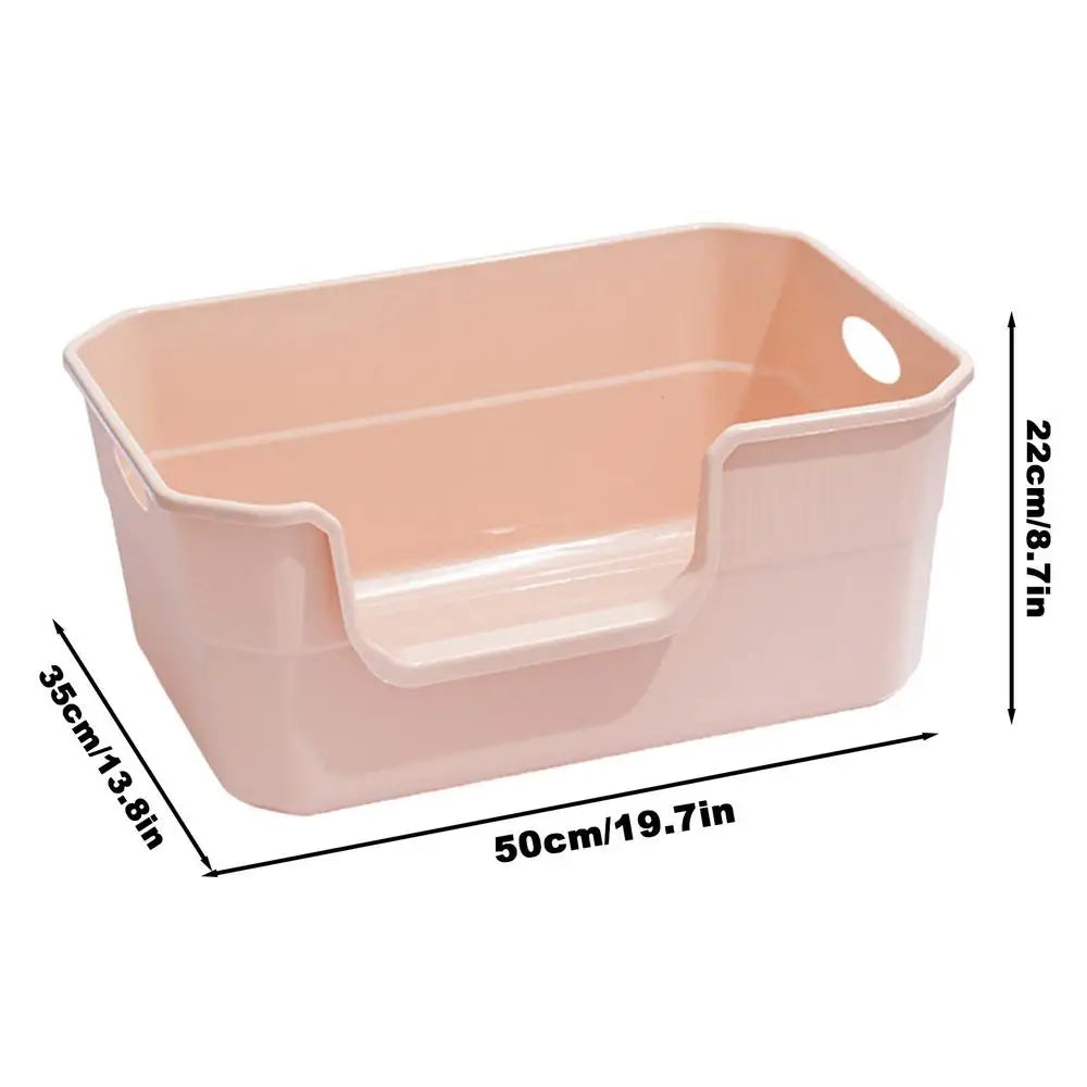 Large Open-Top Cat Litter Box – Anti-Spill, Multi-Pet Use