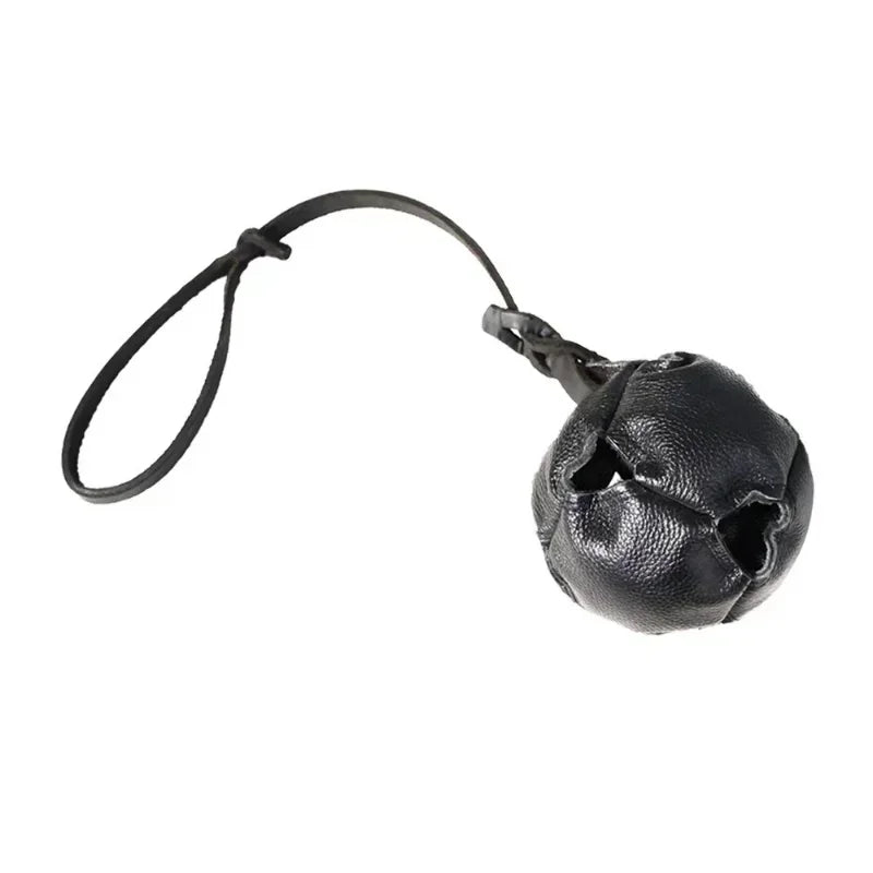 Leather Dog Tug Ball Toy with Handle – Durable Bite & Training Toy