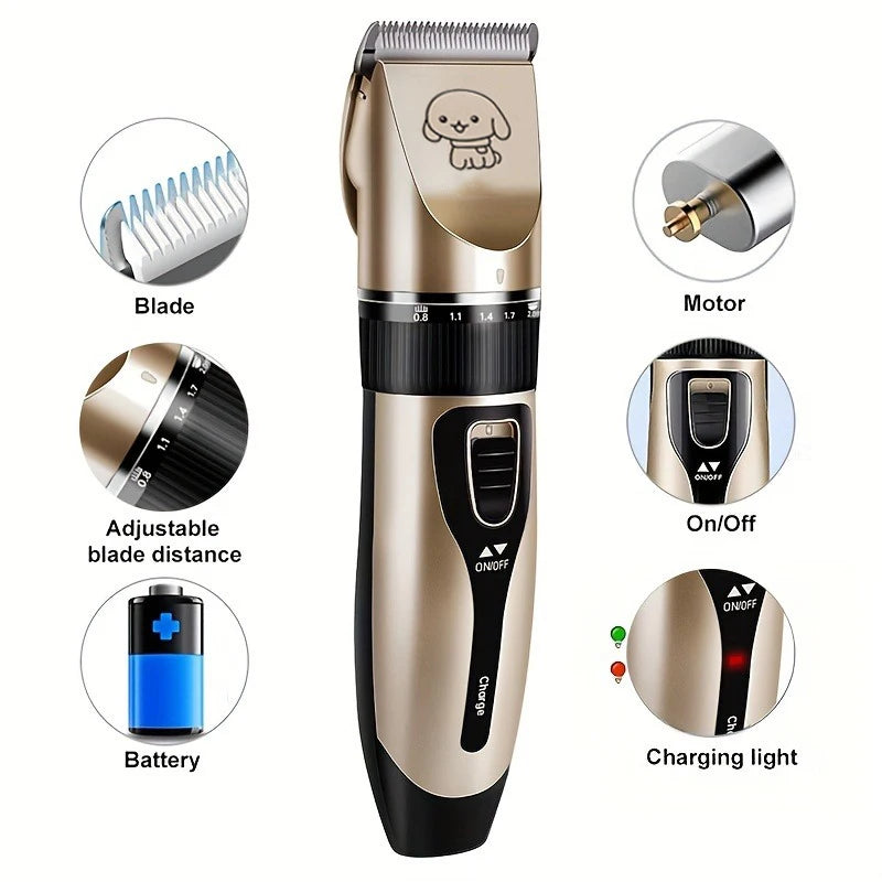 Electric Pet Hair Trimmer Kit, Precision Clippers for Dogs & Cats