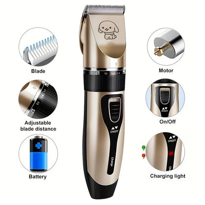Electric Pet Hair Trimmer Kit, Precision Clippers for Dogs & Cats