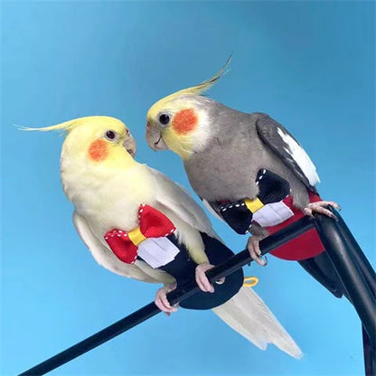 Stylish Cockatiel Tuxedo with Diaper – Bird Flight Suit Outfit