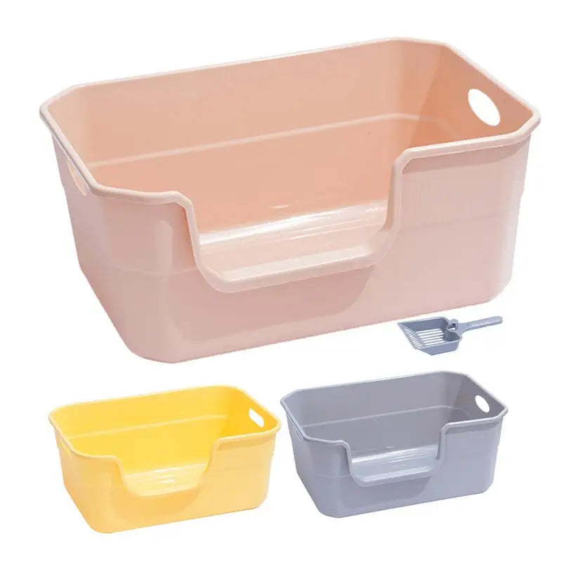 Large Open-Top Cat Litter Box – Anti-Spill, Multi-Pet Use