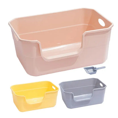 Large Open-Top Cat Litter Box – Anti-Spill, Multi-Pet Use