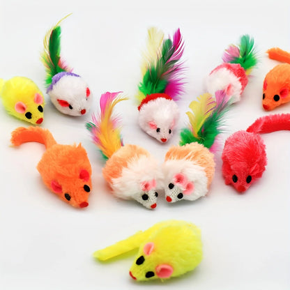 Catnip Rattle Mouse Toys for Cats, Faux Fur, Interactive Play, Indoor