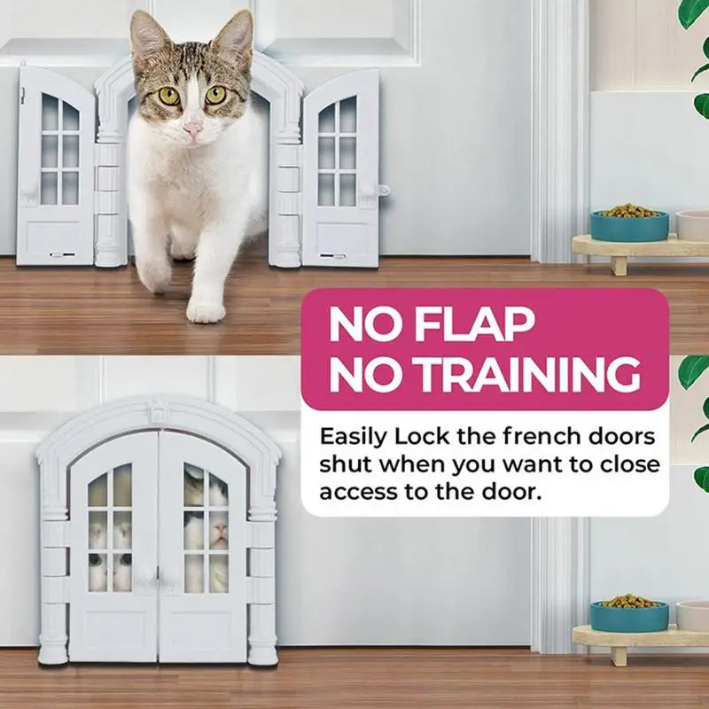 Interior Pet Door, No-Flap Design for Cats/Dogs, Fits Doors & Rooms