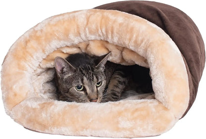 Cozy Semi-Enclosed Cat Bed, Warm Winter Nest, Washable Cover, S/M