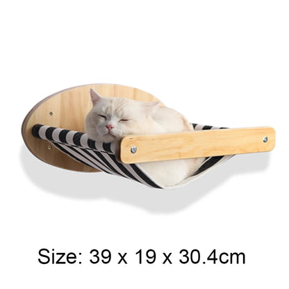 Wall-Mounted Cat Tree with Hammock & Scratching Post