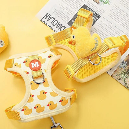 Cartoon Duck Dog Harness & Leash Set – Adjustable Pet Vest