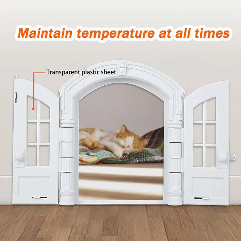Interior Pet Door, No-Flap Design for Cats/Dogs, Fits Doors & Rooms